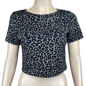 Aqua Bloomingdale’s Crop Top Size‎ XS Xsmall Velvet Burnout Animal Print Leopard
